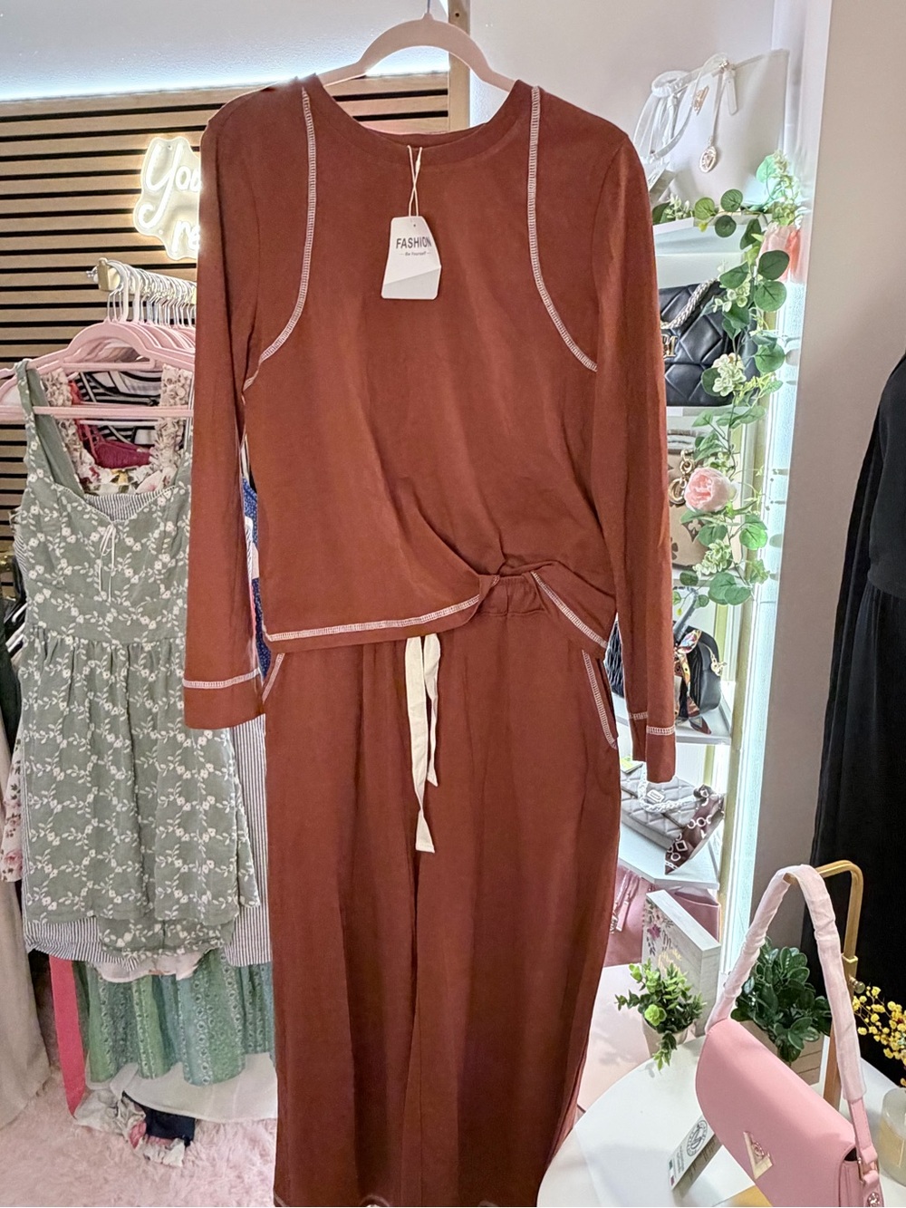 Rust Brown Women's Two-Piece Lounge Pantsuit